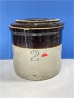 #2 Stoneware Crock With #2 Lid