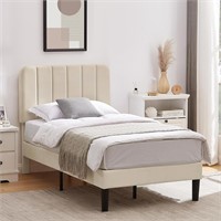 VECELO Twin Size Upholstered Bed Frame