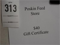 Poskin Feed Store $40 Gift Certificate
