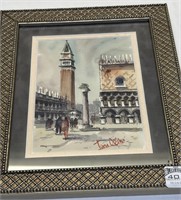 Framed & matted watercolor print 10" x 10" by Tom