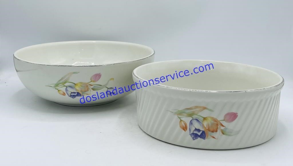 Pair of Hall’s Superior Floral Bowls