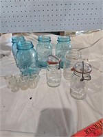 Blue ball jars and miscellaneous