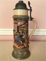 Pottery master stein, 8 L, relief, hand painted,