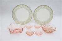 Floral Designer Cake Platters & Pink Serving Bowls