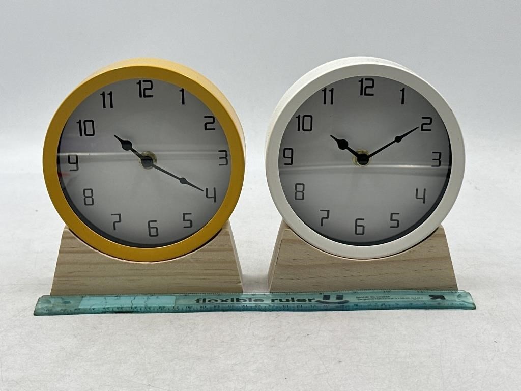 NEW Lot of 2- Wood Clocks