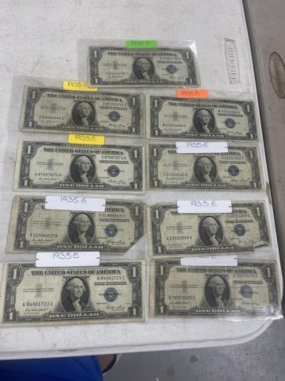 9-$1 SILVER CERTIFICATES