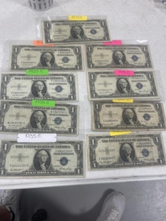 9-$1 SILVER CERTIFICATES