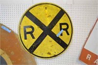 Round Metal RR Crossing Sign