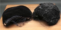 Vintage Black Velvet Ladies Hat with Veil