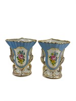 Pair of Antique Porcelain Fan Vases