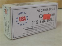 Box Of 50 9mm 115 Gr. Ball Ammo