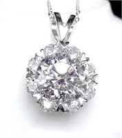 925S 5.0ct Moissanite Diamond Halo Necklace