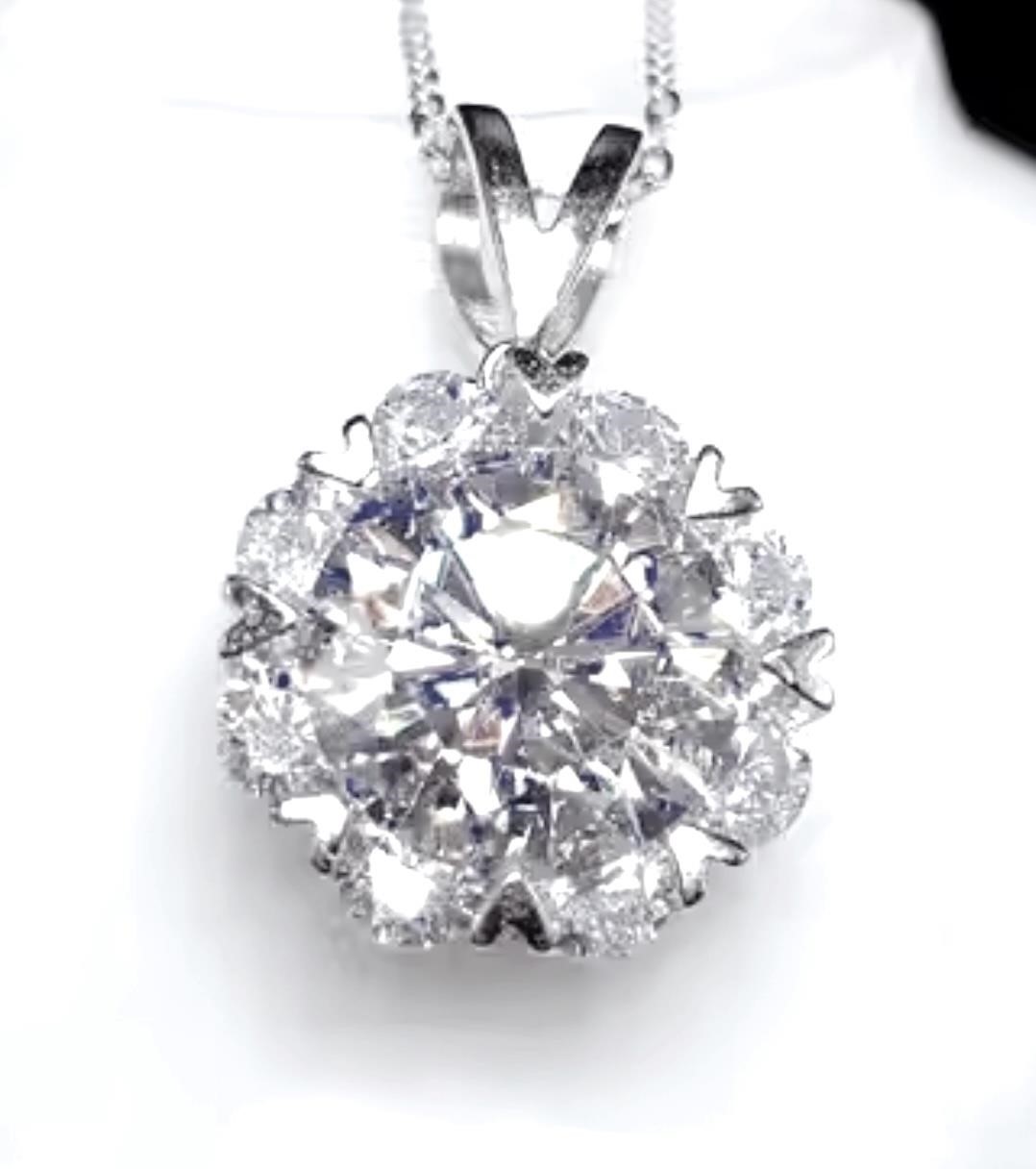 925S 5.0ct Moissanite Diamond Halo Necklace