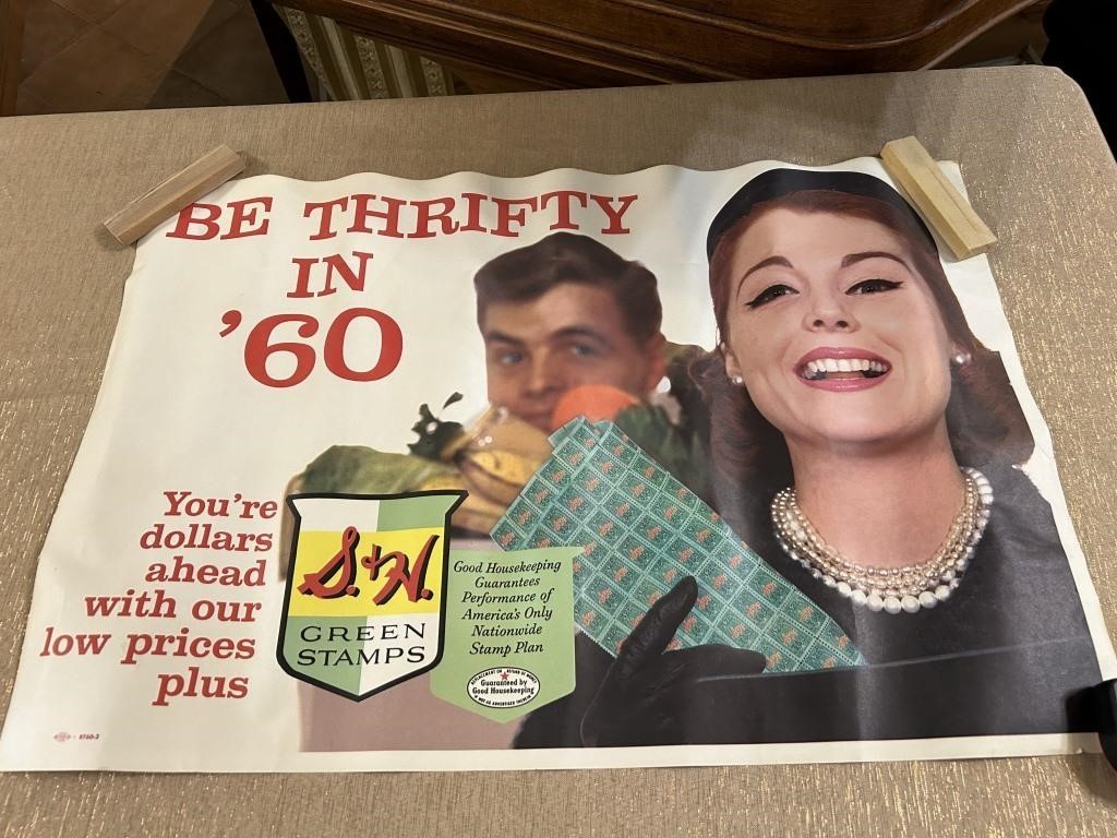 S&H Green Stamps "Be Thrifty in '60" Poster