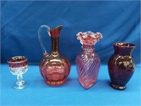 Cranberry Glass (x4)