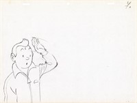 Belvision. Croquis original Tintin - Fruit d'or