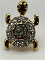 Swarovski Crystal Turtle Lapel Pin