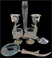 (7pc) Weighted Sterling Cups, Vase