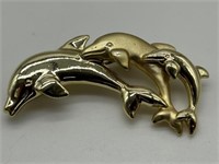 Vintage Razza Gold Tone Figural Dolphin Pin