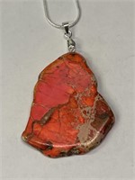 Orange Sea Sediment Jasper Gemstone w/ Chain