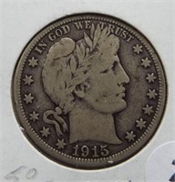 1915-D Barber Silver Half Dollar.