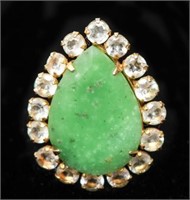 Gold-Tone Chrysoprase & Spinels Lady's Ring