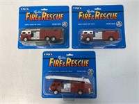 1/64 3 pcs Ertl Pierce Firetrucks