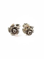 .925 Silver Rose Clip Earrings   A2