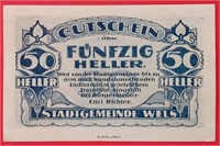 Austria 1920 Wels 50 HELLER banknote UNC.