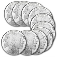 (10) Buffalo Design Silver Rounds