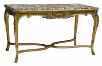 EXCEPTIONAL LOUIS XV STYLE MARBLE-TOP GILT TABLE