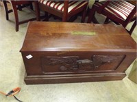 walnut dove tailed box w/eagle carved front panel