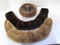 Vintage hats with mink collars