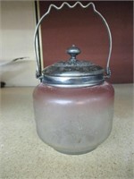 Vintage Frosted Crystal Glass and Metal top Jar