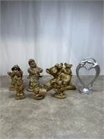 Assortment of gold painted statues and other