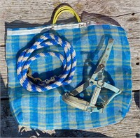 BLUE YELLOW PLAID MESH BAG, LEAD ROPE, HALTER