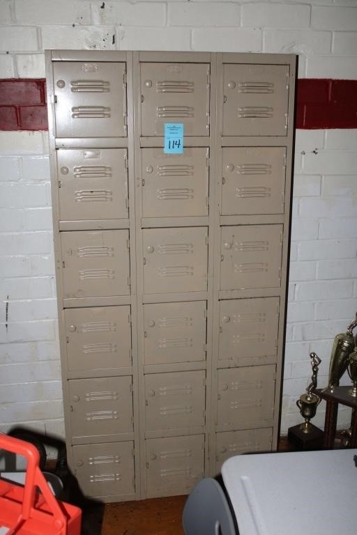 Stack of 18 Small Metal Lockers