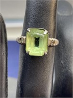 Sterling silver Ring with green stone