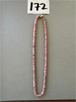 585 Gold Fitting Pink Stone Necklace 15" Long