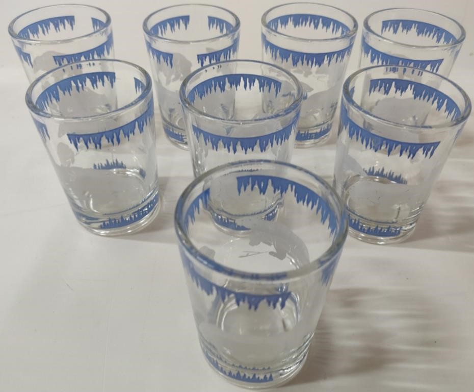 8 Vintage Hazel Atlas Polar Bear Juice Glasses