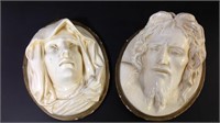 Ceramic Jesus & Mary wall plaques 12"