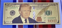 Donald Trump 100 Dollar 24k Gold Foil Bill