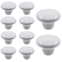 10Pcs Cabinet Ceramic Knobs, 1.5Inch/ 38mm White C