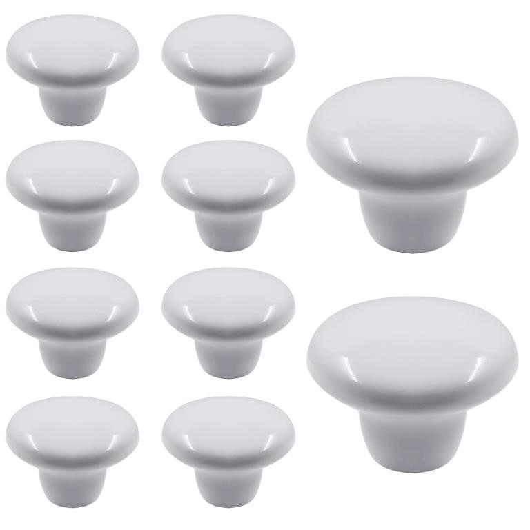 10Pcs Cabinet Ceramic Knobs, 1.5Inch/ 38mm White C