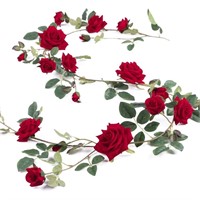 Veryhome Rose Vine Artificial Flower Garland Fake