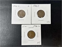 1926-S Lincoln Cents G-VF (3 coins)