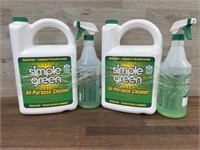 2 gallons simple green cleaner w/ spray bottles