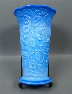1930's Fenton Peacock Summer Garden Vase