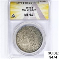 1878 7TF Rev 79 Morgan Silver Dollar ANACS MS61