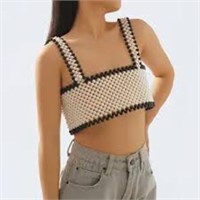 Beaded Pearl Top with Tie Back